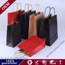 China Supplier Custom Logo Brown Black Red Kraft Paper Bags with Rope Handle Custom Logo Paper Bag